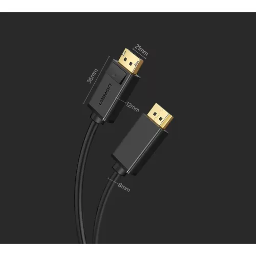 Ugreen DisplayPort 1.2 kábel 4K 2m fekete (DP102 10211)-6957303812110 10 kép
