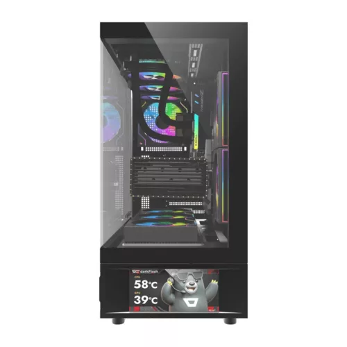 DarkFlash DS950 számítógépház kijelzővel fekete (+6 ventilátor)-4711527008528 3 kép