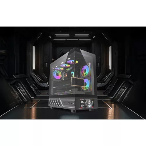 DarkFlash DS950 számítógépház kijelzővel fekete (+6 ventilátor)-4711527008528 9 kép