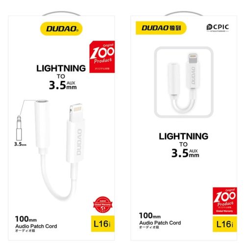 Dudao audio adapter fejhallgató adapter Lightning-ről 3,5 mm-es mini-6976625336104 5 kép