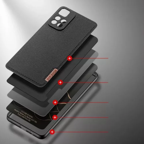 Dux Ducis Fino case nylon anyaggal borított Poco M4 Pro 5G fekete tok-6934913043851 3 kép