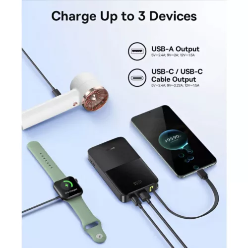 Powerbank Baseus EnerFill Bipow2 Pro, 10000mAh, 22.5W, QC + PD, Fekete-6932172691875 3 kép