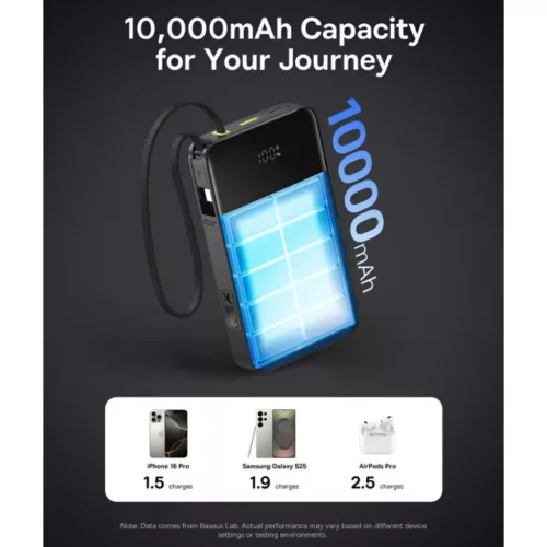 Powerbank Baseus EnerFill Bipow2 Pro, 10000mAh, 22.5W, QC + PD, Fekete-6932172691875 6 kép