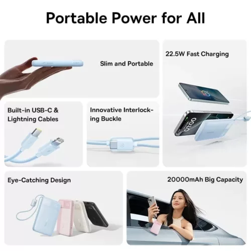 Baseus EnerFill FC11, 20000mAh, 22.5W, QC + PD, Fekete Powerbank-6932172699871 3 kép