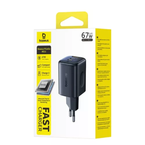 Baseus PicoGo AE11 hálózati USB-C töltő adapter, 67W, 3.35A, 1 x U-6932172699963 3 kép