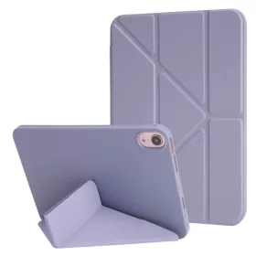   iPad 10.9 2022, iPad 11 2025 A16 készülékhez vászonmintás PU + szilikon háromra hajtható tablet tok (lila) tok