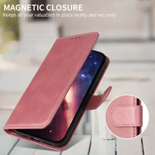 Honor 600 / 600 Pro klasszikus borjúbőr textúrás fliptok rózsaara- 5 kép