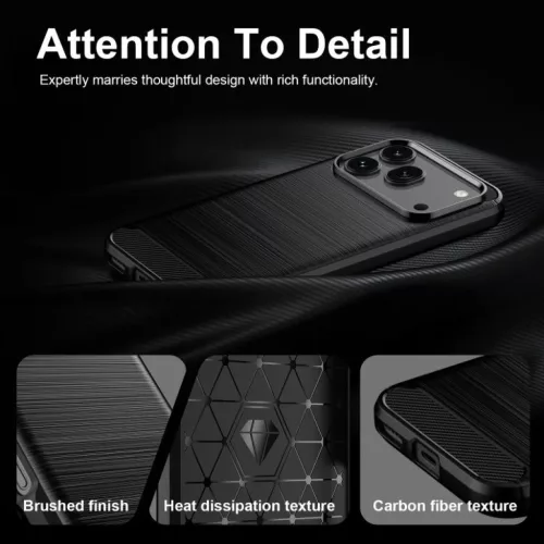Honor 600 Pro karbonszálas csiszolt mintázatú TPU telefontok (feket- 6 kép