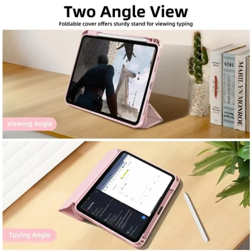 iPad 10.9 2022, iPad 11 2025 készülékhez 3 részes TPU fliptok műb- 6 kép