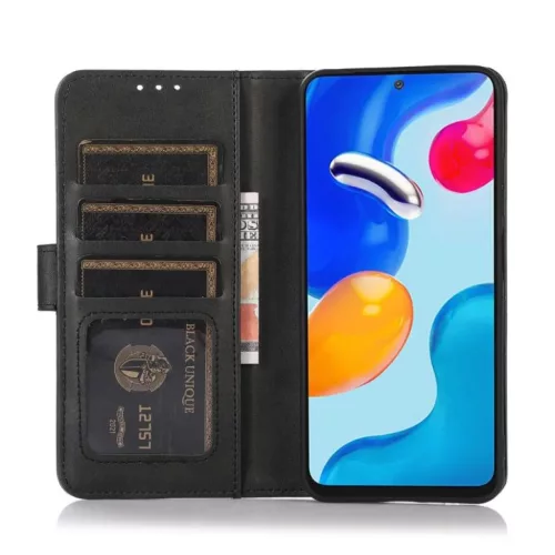 Xiaomi 17T 5G marhabőr mintás PU bőr telefontok (fekete) tok- 4 kép