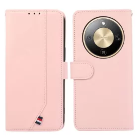   Honor Magic8 Lite ABEEL finom textúrájú, illesztett RFID-bőr fliptok rózsaszín tok