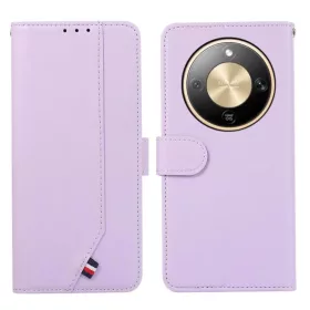   Honor Magic8 Lite ABEEL finom textúrájú, toldott RFID bőr fliptok lila tok