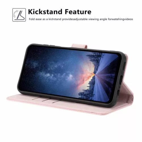 Honor Magic8 Lite Fa Macska Dombornyomott Fliptok Vegán Bőr Tok (Ró- 5 kép