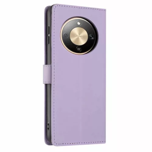 Honor Magic8 Lite fa és macska mintás dombornyomott lila fliptok veg- 3 kép