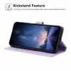 Honor Magic8 Lite fa és macska mintás dombornyomott lila fliptok veg- 5 kép