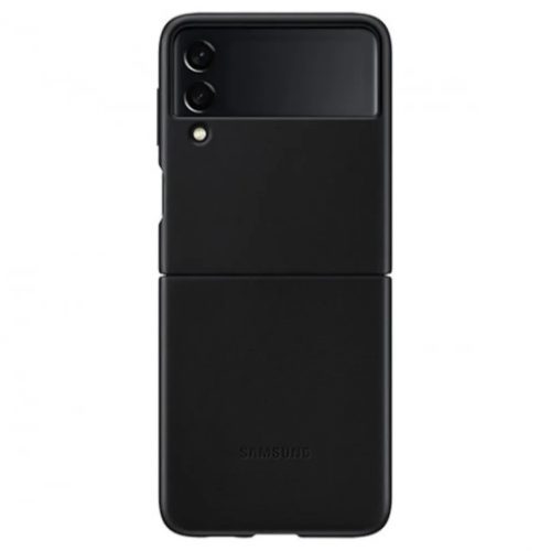 Samsung Galaxy Z Flip 3 5G Leather Cover, Gyári Bőr Tok, Fekete-8806092632974 3 kép