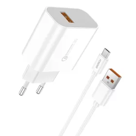 Gyors töltő Foneng 1x USB QC 3.0 EU46 + USB Micro kábel-6970462518709 1 kép