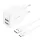 Foneng EU53 2xUSB-A, 2,4A hálózati töltő adapter (Fehér) + USB-C kábel