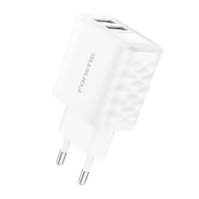 Foneng EU53 2xUSB-A, 2,4A hálózati töltő adapter (Fehér) + USB-C -6970462512257 2 kép