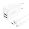 Foneng EU53 2xUSB-A 2,4A Fehér hálózati USB töltő adapter + USB-A-6970462512271 1 kép