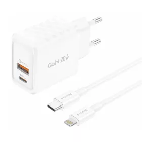   Foneng EU56 1xUSB-A, 1xUSB-C, 20W (Fehér) + USB-A - Lightning kábel