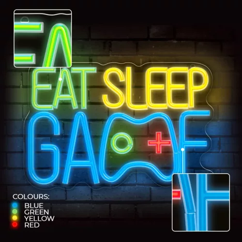 Forever Light Neon PLEXI LED EAT SLEEP GAME sokszínű FPNE33-5906961927712 3 kép