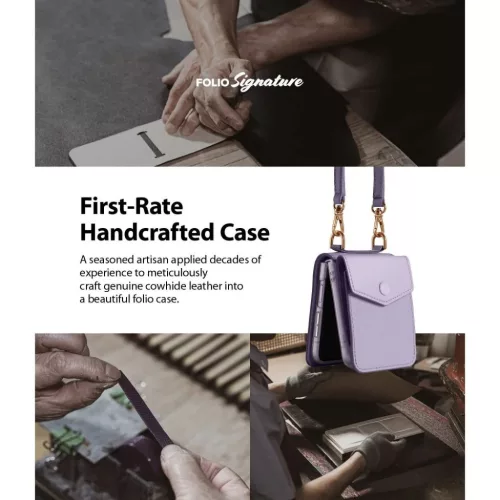 Samsung Galaxy Z Flip 3 Ringke Signature valódi bőr tok vállpántta-8809818842589 4 kép