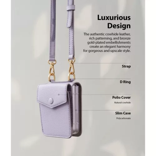 Samsung Galaxy Z Flip 3 Ringke Signature valódi bőr tok vállpántta-8809818842589 9 kép