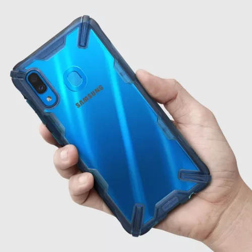 Samsung A30 tok Ringke Fusion X PC TPU kerettel kék színben-8809659044050 6 kép