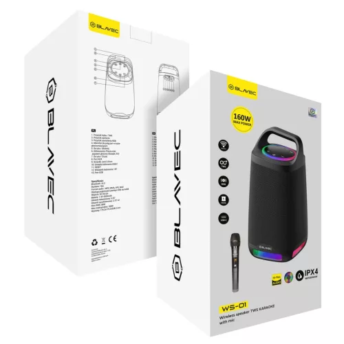 Blavec Hordozható Bluetooth Hangszóró TWS WS-01 Karaoke - 160W mikr-5900217455066 9 kép