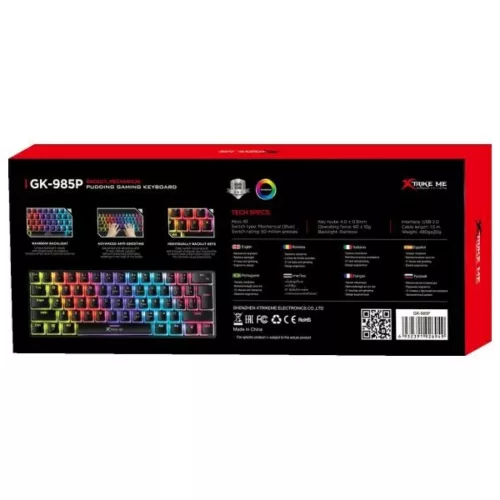 Mechanikus Gaming Billentyűzet XTRIKE ME GK-985P EN Fekete-6932391926949 8 kép