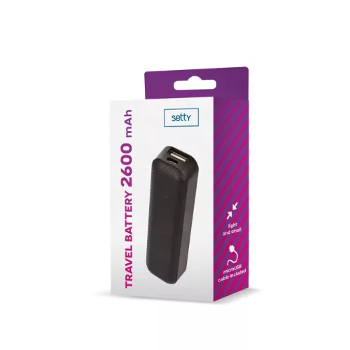 Setty 2600 mAh mini fekete powerbank-5900495875440 2 kép