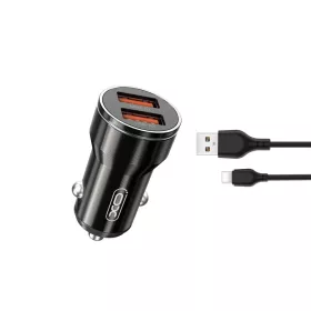 XO autós töltő CC48 2x USB 2,4A fekete + USB-C kábel-6920680832262 1 kép