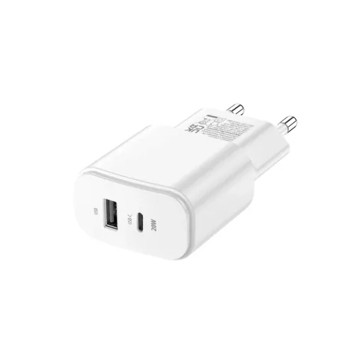 Forever TC-01-20AC PD QC töltő 1x USB-C 1x USB 20W fehér-5900495080752 3 kép