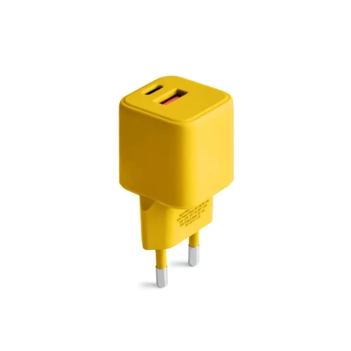 COLORUM hálózati töltő USB-A + USB-C PD 30W CLS30-AC-05 sárga-5907457718593 2 kép