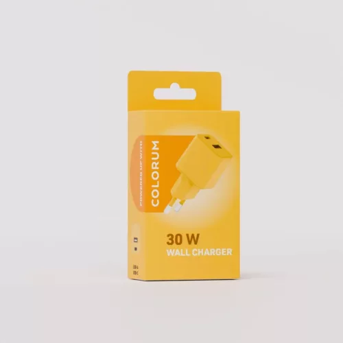 COLORUM hálózati töltő USB-A + USB-C PD 30W CLS30-AC-05 sárga-5907457718593 3 kép