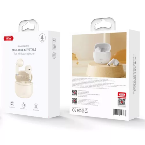 XO Bluetooth fülhallgató X33 TWS bézs-6920680856725 2 kép