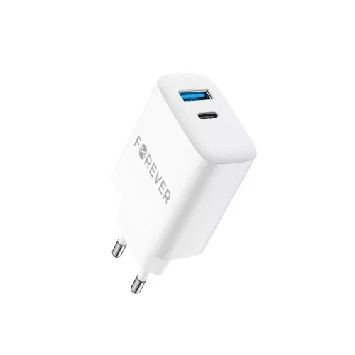 Forever TC-07-30AC PD QC töltő 1x USB-C 1x USB 30W fehér + USB-C - -5907457738447 4 kép