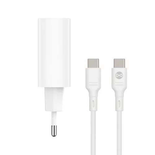 Forever TC-07-30AC PD QC töltő 1x USB-C 1x USB 30W fehér + USB-C - -5907457738447 7 kép