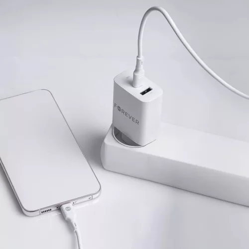Forever TC-07-30AC PD QC töltő 1x USB-C 1x USB 30W fehér + USB-C - -5907457738447 8 kép