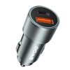 BWOO 38W gyors autós töltő BO-CC73 QC 18W + PD 20W, szürke ezüst-6933654810487 5 kép