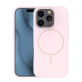   iPhone 17 Air tok Szilikon Vékony Mágneses tok világos rózsaszín
