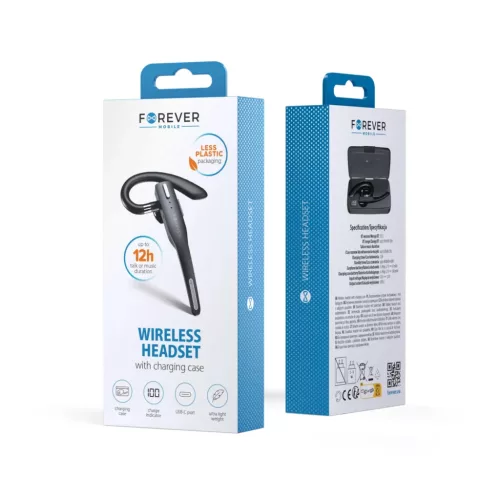 Forever BH-100 vezeték nélküli headset töltőtokkal fekete-5907504565644 6 kép