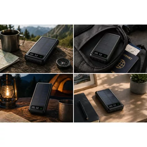 Setty SLR-120 20000 mAh fekete napelemes powerbank-5907582348368 3 kép