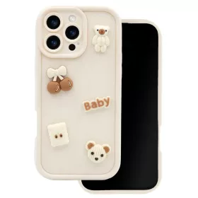 iPhone 17 Ultra Trendy 3D bézs medve tok