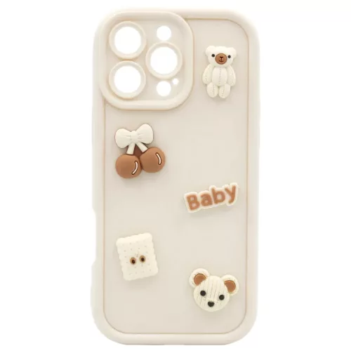 iPhone 16e / 17e Ultra Trendy 3D bézs medve tok-5907674543091 2 kép