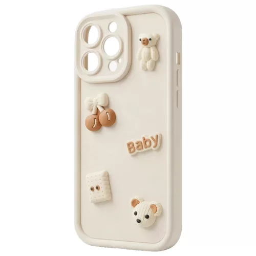 iPhone 16e / 17e Ultra Trendy 3D bézs medve tok-5907674543091 3 kép