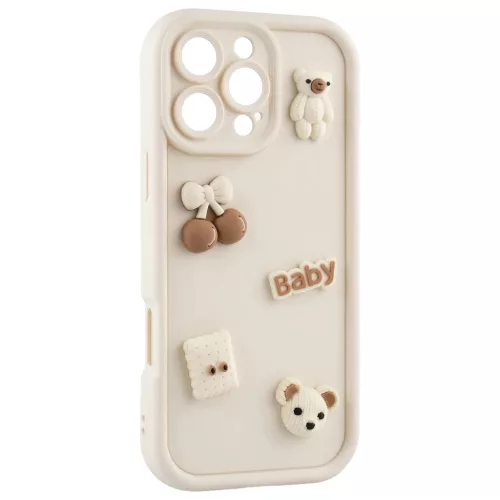 iPhone 16e / 17e Ultra Trendy 3D bézs medve tok-5907674543091 4 kép