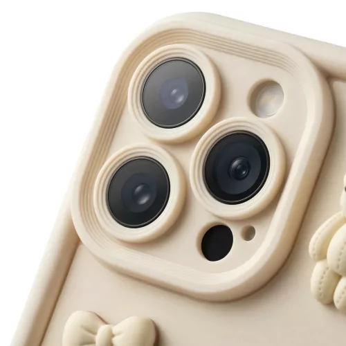 iPhone 16e / 17e Ultra Trendy 3D bézs medve tok-5907674543091 6 kép