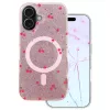 iPhone 17 Cherry Mag cseresznye mintás rózsaszín csillogó tok